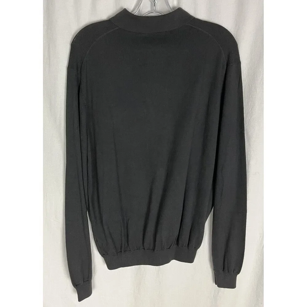 Raffi Linea Uomo 100% Cotton Long‎ Sleeve Sweater Collared Charcoal M/50